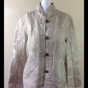 Chico's Brown Blazer Silk Blazer Asian Mandarin